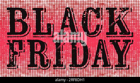 Black Friday Sale Banner Retro style  Promotional marketing discount event Banner or card design Vector illustration Isolated on magenta background Stock Vector