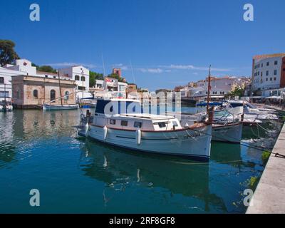 Pleasure boats in the port of Ciudadela, Menorca .Barcos de recreo en el puerto de Ciudadela, Menorca. Stock Photo