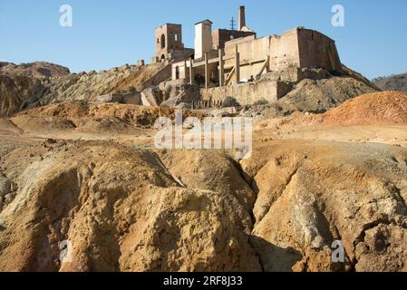 Mazarron Mines, Murcia, Spain. Mining activity (Chalcopyrite, Galena, Magnetite, Pyrite and Sphalerite) ended in 1990. Stock Photo