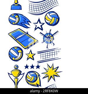 Pattern with volleyball items. Sport club illustration. Stock Vector