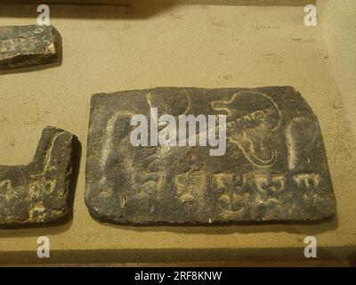 Ashokan inscription, 3rd century AD. Script- Brahmi, Language- Prakrit. Found at Kapileshwara. It reads' When King Devanama Priyadarshi Ashoka had bee Stock Photo