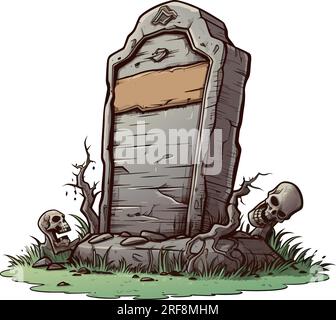 vector old cemetery, gravestone and headstone. RIP tombstone vector illustration on white background. Stock Vector