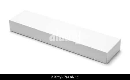 Long Rectangle Cardboard Box Cut Out on White Stock Photo - Alamy