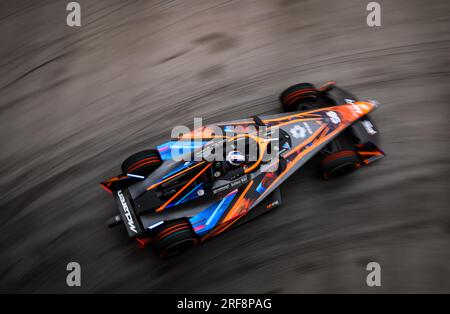 NEOM McLaren’s Rene Rast during Qualifying on day two of the 2023 Hankook London E-Prix at the ExCel Circuit, London. Picture date: Sunday July 30, 2023. Stock Photo