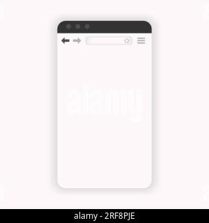 Mobile web browser window. Vetrical internet explorer interface. Stock Vector