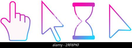 Desktop computer mouse cursors. Laptop PC pointer icons Stock Vector