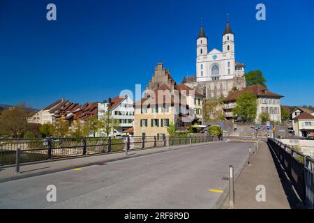 Panoramic view of Aarburg, Canton Aargau, swiss Alps, Switzerland Stock Photo