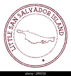 Little San Salvador Island round rubber stamp with island map. Vintage red passport stamp with circular text and stars, vector illustration. Stock Vector