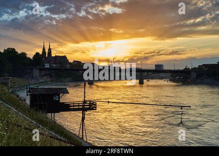 Sunset over Basel City Stock Photo