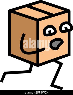 run cardboard box character color icon vector illustration Stock Vector ...