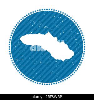 Sumba striped retro travel sticker. Badge with map of island, vector illustration. Stock Vector