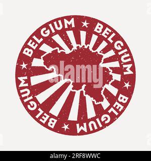 Belgium stamp. Travel red rubber stamp with the map of country, vector illustration. Stock Vector