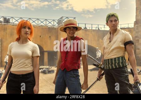 One Piece   Emily Rudd, Inaki Godoy & Mackenyu Stock Photo