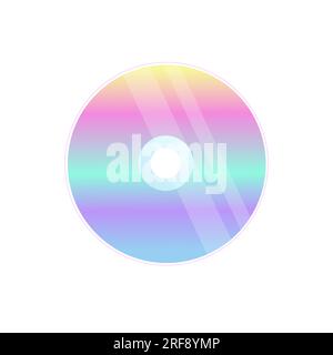 Neon cd dvd disk, nostalgia 2000e 90e barbiecore nostalgia. Vector illustration Stock Vector