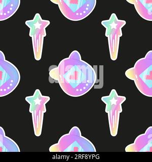 Tomagotchi hairpin nostalgia pattern 00s , 2000, seamless pattern Stock Vector
