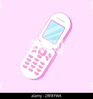 Pink 2000e y2k barbie style phone, fold out. Nostalgia vector illustration Stock Vector