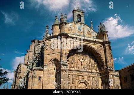 Plateresque monumental facade of the Dominican Convent of San Francisco in Salamanca, Castilla y Leon, Spain Stock Photo