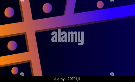 Artistic geometric bars and circles frame twilight colors dark blue gradient Stock Vector