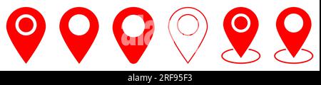 Set of red map pin icons. Design can use for web and mobile app. Vector illustration Stock Vector