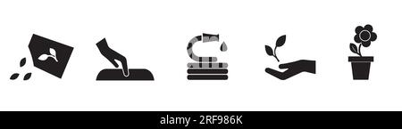 Sign with the actions that are carried out in an orchard on a white background with copy space Stock Vector