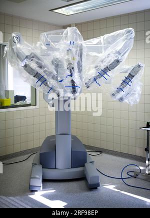 Urology department of a hospital performing prostatectomies using a robot surgeon. Stock Photo