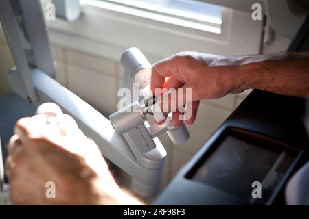 Urology department of a hospital performing prostatectomies using a robot surgeon. Stock Photo