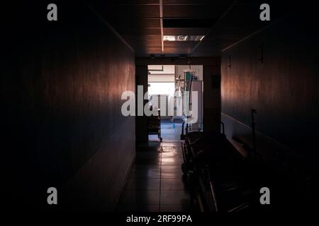 Entrance to the shock room, within the emergency department of a university hospital. Stock Photo