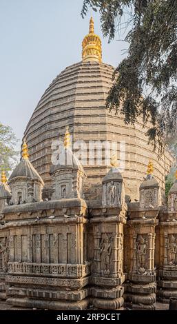 Part of Kamakhya Temple at on the outskirts of Guwahati, Assam, north-east India. It consists of a dome or tower, topped with a Kalasa / Kalesh. Stock Photo