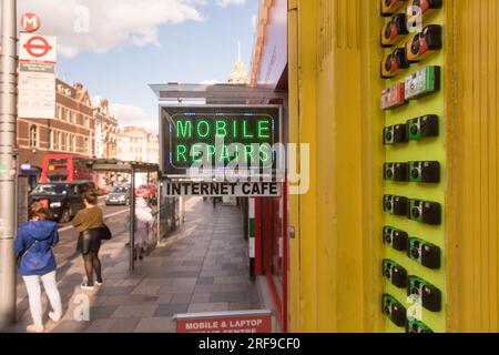 MOBILE REPAIRS INTERNET CAFE Stock Photo