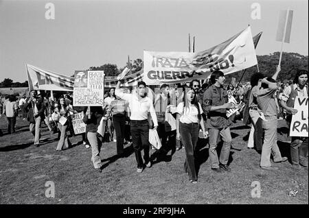 San Francisco, California: March, 1971 Latino protesters against human rights abuses by the Medici led Braziian military goverment. Stock Photo