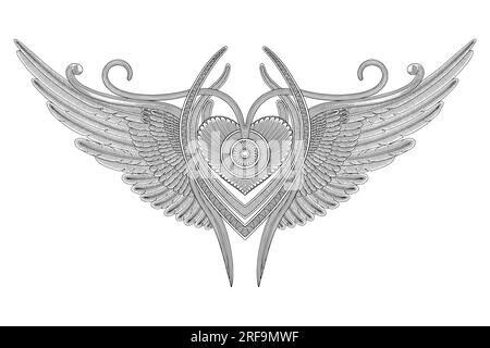 heart lock with wings and floral ornament, Vintage engraving drawing style,  antique design vector illustration Stock Vector Image & Art - Alamy