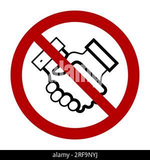No handshake symbol, prohibition sign, line icon. Flat vector illustration isolated on white background. Stock Vector