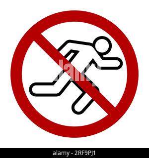 No run symbol, prohibition sign, line icon. Flat vector illustration isolated on white background. Stock Vector