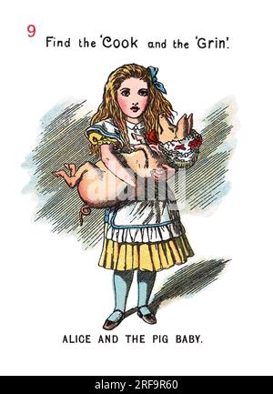 Alice and the Baby Pig, from Alice's Adventures in Wonderland --POSTCARD