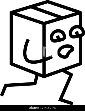 run cardboard box character line icon vector illustration Stock Vector ...
