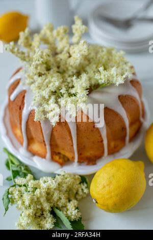 sweet home made elderflower bundt cake Stock Photo