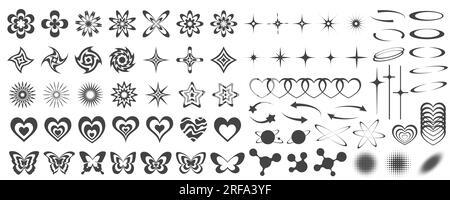 Y2k symbols retro star icons trendy acid rave Vector Image