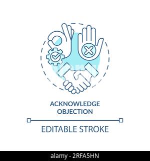 Acknowledge objection soft blue concept icon Stock Vector