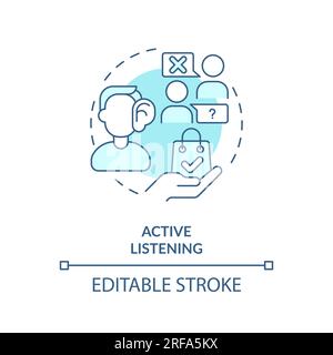 Active listening soft blue concept icon Stock Vector