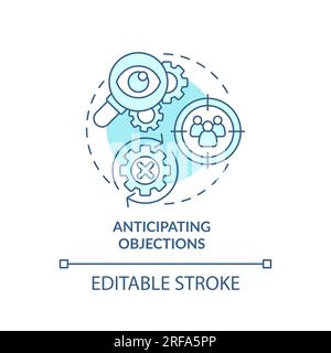 Anticipating objections soft blue concept icon Stock Vector