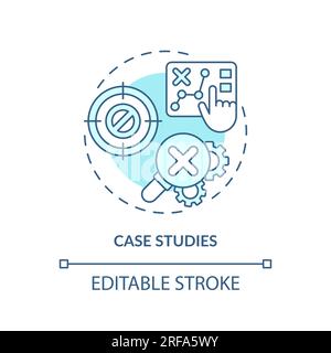 Case studies soft blue concept icon Stock Vector