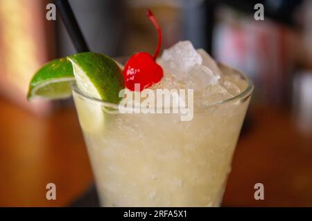 Margarita on the Rocks garnished lime Stock Photo