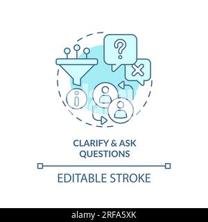 Clarify and ask questions soft blue concept icon Stock Vector