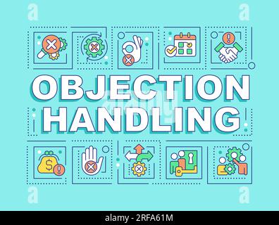 Objection handling word concepts light blue banner Stock Vector