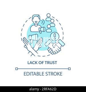Lack of trust soft blue concept icon Stock Vector