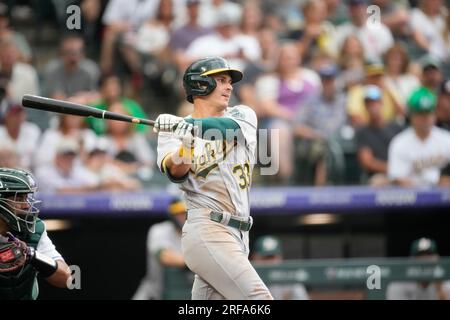 Oakland Athletics' JJ Bleday during a baseball game against the Houston  Astros in Oakland, Calif., Saturday, July 22, 2023. (AP Photo/Jeff Chiu  Stock Photo - Alamy