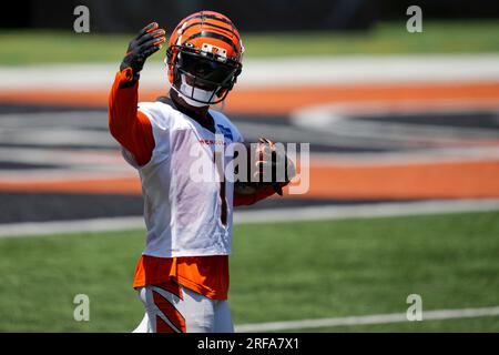 East Rutherford, New Jersey, USA. 25th Sep, 2022. New York Jets cornerback  Sauce Gardner (1) breaks up a pass intended for Cincinnati Bengals wide  receiver Ja'Marr Chase (1) during a NFL game