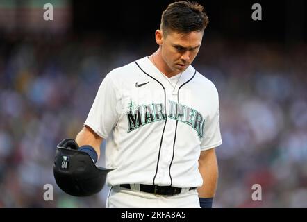 Minnesota Twins catcher Christian Vazquez looks on in between batters  against the Seattle Mariners during a baseball game, Tuesday, July 18,  2023, in Seattle. (AP Photo/Lindsey Wasson Stock Photo - Alamy