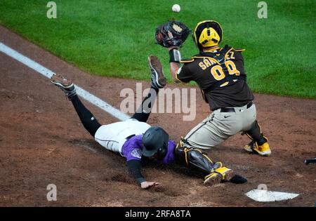 Washington Nationals first baseman Dominic Smith (22) in the fourth inning  of a baseball game Friday, April 7, 2023, in Denver. (AP Photo/David  Zalubowski Stock Photo - Alamy