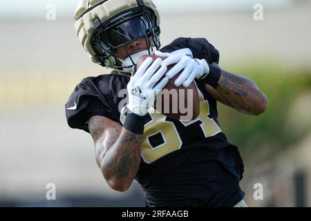 New Orleans Saints wide receiver Rashid Shaheed (22) runs through drills at  the NFL team's football training camp in Metairie, La., Friday, Aug. 4,  2023. (AP Photo/Gerald Herbert Stock Photo - Alamy